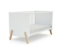 - Lit bébé évolutif en bois PIRATE Blanc et Hêtre Verni 70 x 140 cm