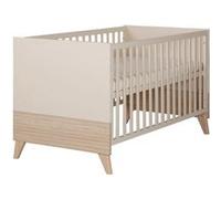 Lit bébé Sidney 70 x 140 cm de roba - Lit à barreaux évolutif avec pieds en bois massif - Réglable en hauteur - Convertible en lit junior - Beige
