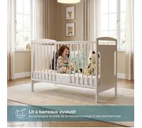 Lit Bébé évolutif Margot 60x120 cm (matelas non inclus) | Blanc