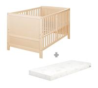 roba Lit bébé EASY SLEEP 70 x 140 cm in oins de transformation + matelas safe asleep® Roll Air - Lit à barreaux évolutif réglable en hauteur sur 3 positions