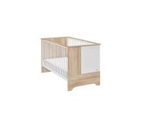 Lit bébé évolutif Sacha 70x140 en bois imitation chêne bocage et blanc - Galipette