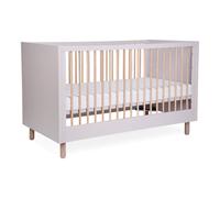 Lit Bébé Évolutif Sommier À Lattes À Hauteur Réglable 70x140cm Terre Argile 70X140