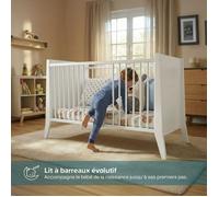 Lit Bébé évolutif Timeo 60x120 cm (matelas non inclus) | Blanc