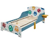 Lit bébé GINGER HOME 140 x 70 cm – en bois, avec barrière de sécurité, motif MONSTRES, pour les enfants à partir de 18 mois