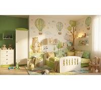 Lit bébé Happy Babies - Avec matelas, tiroir et barrière de sécurité, 80 x 160, lits pour filles et lits pour garçons Kids Bed Vert