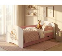 Lit bébé Happy Babies - Ensemble avec matelas, tiroir et barrière de sécurité, 70 x 140, lits bébé filles et lits jeunes garçons Kids Bed,