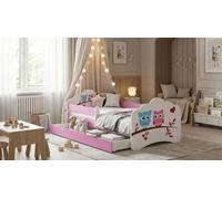 Lit bébé Happy Babies Mobi - avec matelas, tiroir et barrière de sécurité, dimensions 80x160, lit pour filles et lit pour adolescents, unisexe