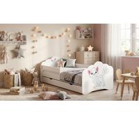 Lit bébé Happy Babies Mobi - avec matelas, tiroir et barrière de sécurité, dimensions 80x160, lit pour filles et lit pour adolescents, unisexe. (réf. 12)