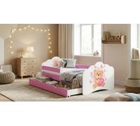 Lit bébé Happy Babies Mobi - avec matelas, tiroir et barrière de sécurité, dimensions 80x160, lit pour filles et lit pour adolescents, modèle unisexe (référence 7)