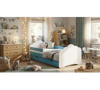 Lit bébé Happy Babies Mobi – avec matelas, tiroir et barrière de sécurité, dimensions 80x160, lit pour filles et lit pour adolescents, unisexe