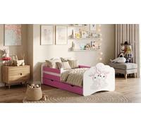 Lit bébé Happy Babies Mobi - avec matelas, tiroir et barrière de sécurité, dimensions 80x160, lit pour filles et lit pour adolescents, modèle unisexe (n° 58)