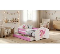 Lit bébé Happy Babies Mobi – avec matelas, tiroir et barrière de sécurité, dimensions 80x160, lit pour filles et lit pour adolescents, modèle unisexe (réf. 36)