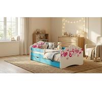 Lit bébé Happy Babies Mobi - avec matelas, tiroir et barrière de sécurité, dimensions 80x160, lit pour filles et lit pour adolescents, modèle pour garçons (n° 2)