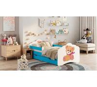 Lit bébé Happy Babies Mobi - avec matelas, tiroir et barrière de sécurité, dimensions 80x160, lit pour filles et lit pour adolescents, modèle unisexe (référence 1)