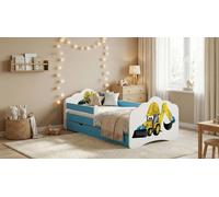 Lit bébé Happy Babies Mobi – avec matelas, tiroir et barrière de sécurité, dimensions 80x160, lit pour filles et lit pour adolescents, modèle unisexe (réf. 32)