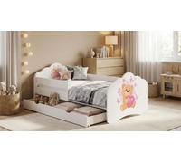 Lit bébé Happy Babies Mobi - avec matelas, tiroir et barrière de sécurité, dimensions 80x160, lit pour filles et lit pour adolescents, unisexe. (Référence : NR7)