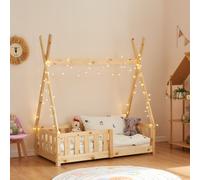 Lit bébé « Helsingborg » avec barrière de sécurité, en pin, 70 x 140 cm, couleur bois