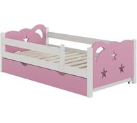 Lit bébé Jessica, couleur rose, 70x140 cm | avec tiroir, sans matelas, convertible en lit pour adolescent, compatible avec la gamme Jessica