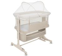 Lionelo Lit cododo Jodie 3 en 1 – réglable hauteur et inclinaison, matelas et moustiquaire – Beige