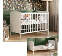 Lit bébé Leo 60×120 cm avec fonction canapé, sommier réglable et barreaux amovibles | sans matelas