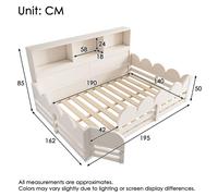 Lit bébé - Lit à châssis bas en bois - Adapté aux jumeaux - Avec porte - Avec espace de rangement - Structure à lattes robuste - 140 x 190 cm - Blanc