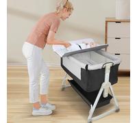 Lit bébé - Lit d'appoint - Avec matelas - Avec matelas à langer - Portable et facile à déplacer - Pour les nouveau-nés de 0 à 1 an - Structure en métal - Noir