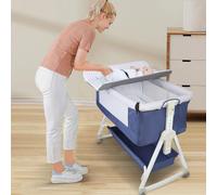Lit bébé - Lit d'appoint - Avec matelas - Table à langer - Portable - Facile à déplacer - Pour les nouveau-nés de 0 à 12 mois - Bleu