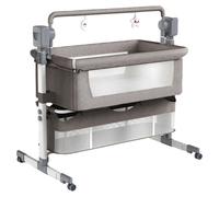 Lit bébé - Lit d'appoint - Fonction berceuse automatique - Réglable en hauteur - Pliable - Table à langer - Maille respirante - Gris clair