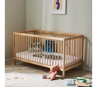 Lit bébé lit d'enfant lit à barreaux réglable en hauteur & barreaux amovibles bois de hêtre très stable, naturel, 60x120 cm