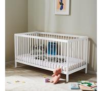 Lit bébé lit d'enfant lit à barreaux réglable en hauteur & barreaux amovibles bois de hêtre très stable, blanc, 70x140 cm