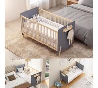 Lit bébé, lit d'enfant réglable en hauteur sur trois niveaux, finition écologique, utilisable comme lit d'appoint ou canapé-lit, sans matelas