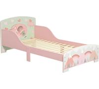 Lit bébé/lit pour enfant - 143x77x60 cm - avec barrière de sécurité - pour les enfants de 3 à 6 ans - jusqu'à 40 kg - en MDF - rose