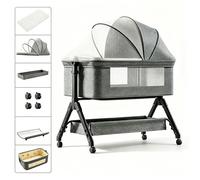 Lit bébé Magic ZC Cododo évolutif 0-24M, 3 modes, table à langer, matelas confortable, protection colonne jusqu'à 20kg,gris