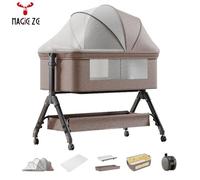 lit bebe Magic ZC lit bebe evolutive lit bébé lit cododo avec Six cadeaux Moustiquaires matelas tables à langer etc X3-Kaki