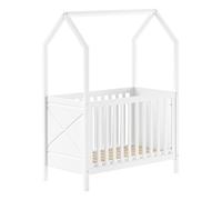 VIPACK Lit bébé Scott 60 x 120 cm à 3 positions en pin massif laqué blanc
