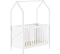 VIPACK - Lit bébé SCOTT 60 x 120 cm, à 3 positions, en pin massif, laqué blanc