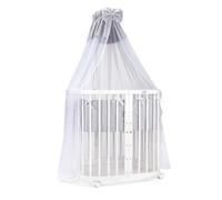 Waldin lit bébé lit d'enfant 7en1 avec matelas, lit d'enfant évolutif,tissus gris,bois blanc