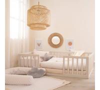 Lit Bébé Montessori Au Sol Avec Protection Antichute Beige Sable 70X140