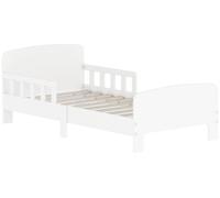 Lit bébé Moonbite avec barrières de protection double face, dimensions du matelas 140 x 70 cm, hauteur Montessori réduite, fabriqué en MDF avec des angles arrondis, adapté aux enfants de 3 à 8 ans, en
