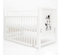 Lit bébé New Baby BEA Zebra avec paroi latérale amovible blanc