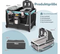 Lit bébé pliable 5 en 1 avec berceau et matelas à langer