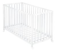 Lit bébé pliant - 60 x 120 cm - ROBA - FOLD UP - Roulettes - Blanc