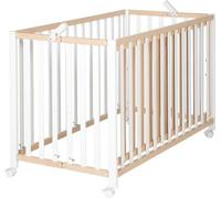 Lit Bébé Pliant Roba Fold Up, 60 x 120 cm, Bois/Blanc, Avec Roulettes