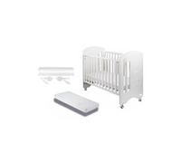 Interbaby Lit Bébé pour Matelas 60x120-Lovely-Blanc avec Kit Cododo