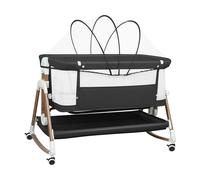 Lit bébé réglable à 6 niveaux Lit d'appoint Poussette avec roulettes & moustiquaire 90x60x115cm