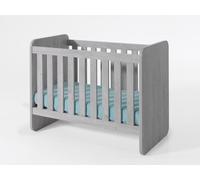 Lit bébé robuste 60x120 évolutif en lit enfant 90x200 coloris gris effet bois