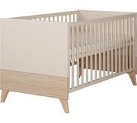 Lit bébé Sidney 70 x 140 cm de roba - Lit à barreaux évolutif avec pieds en bois massif - Réglable en hauteur - Convertible en lit junior - Beige