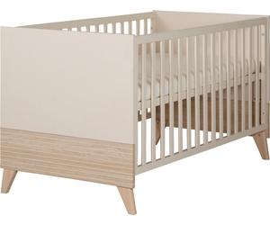 Lit bébé Sidney 70 x 140 cm de roba - Lit à barreaux évolutif avec pieds en bois massif - Réglable en hauteur - Convertible en lit junior - Beige