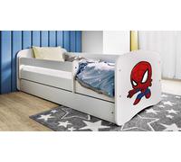 Lit bébé SUPERHELD 70x140, 80x160, 80x180 cm - Ensemble complet comprenant matelas, tiroir et barrière de sécurité