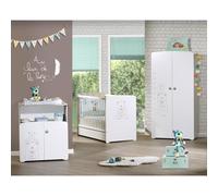 Lit Bébé Sérigraphié Taupe En Bois - Teddy Blanc 60X120
